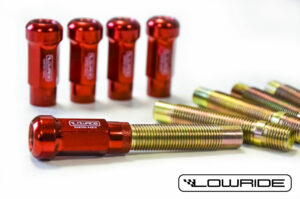 Zestaw konwersji na śruby dwustronne z długimi nakrętkami RACING NUTS - Czerwone